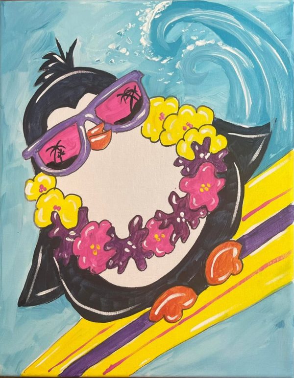 Surfin Penguin Painting