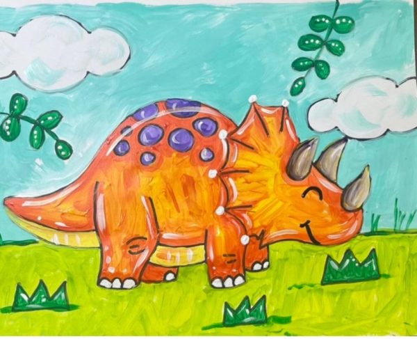 Trixie the Triceratops Painting