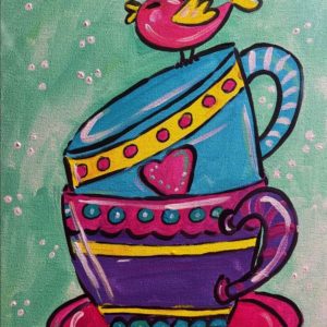 Tweets and Teacups Painting