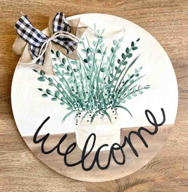 Welcome Flowers Door Hanger