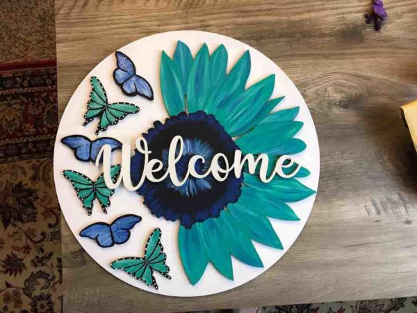 Welcome Butterflies Door Hanger